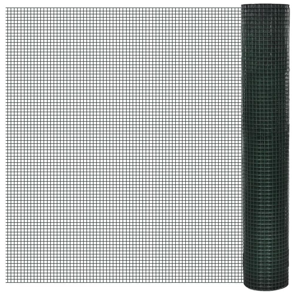 Recinto Pollaio in Rete Zincato Rivestimento PVC 10x1 m Verde - Foto 1