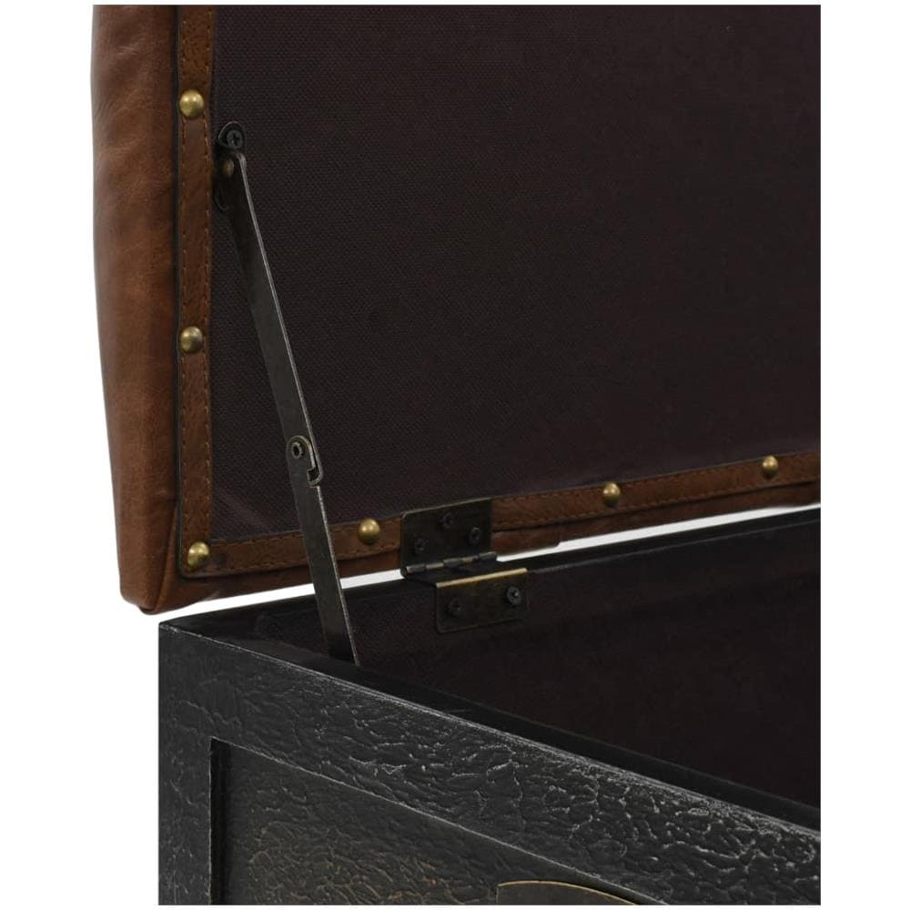 Cassapanca In Legno Massello E Pelle Sintetica 80,5x41x50 Cm - Foto 7