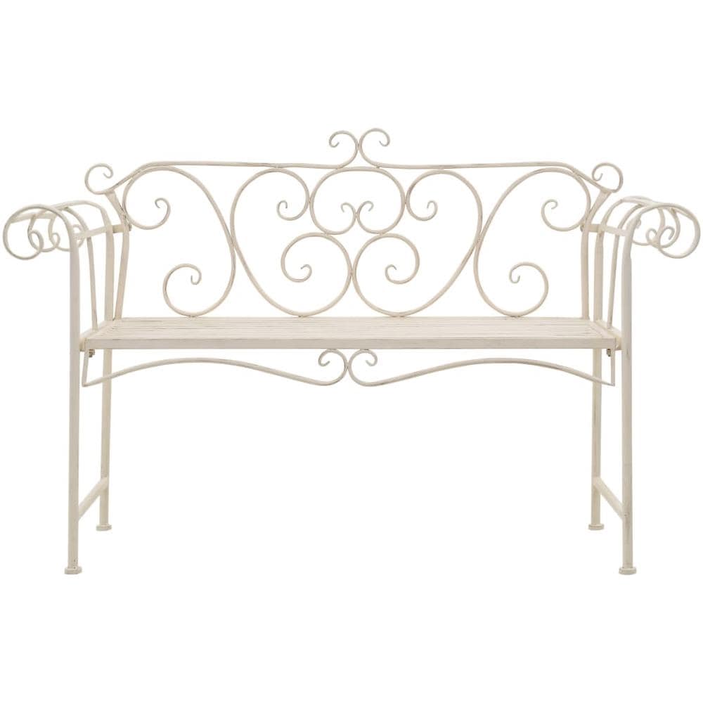 Panchina da Giardino 132 cm in Metallo Bianco Anticato - Foto 2