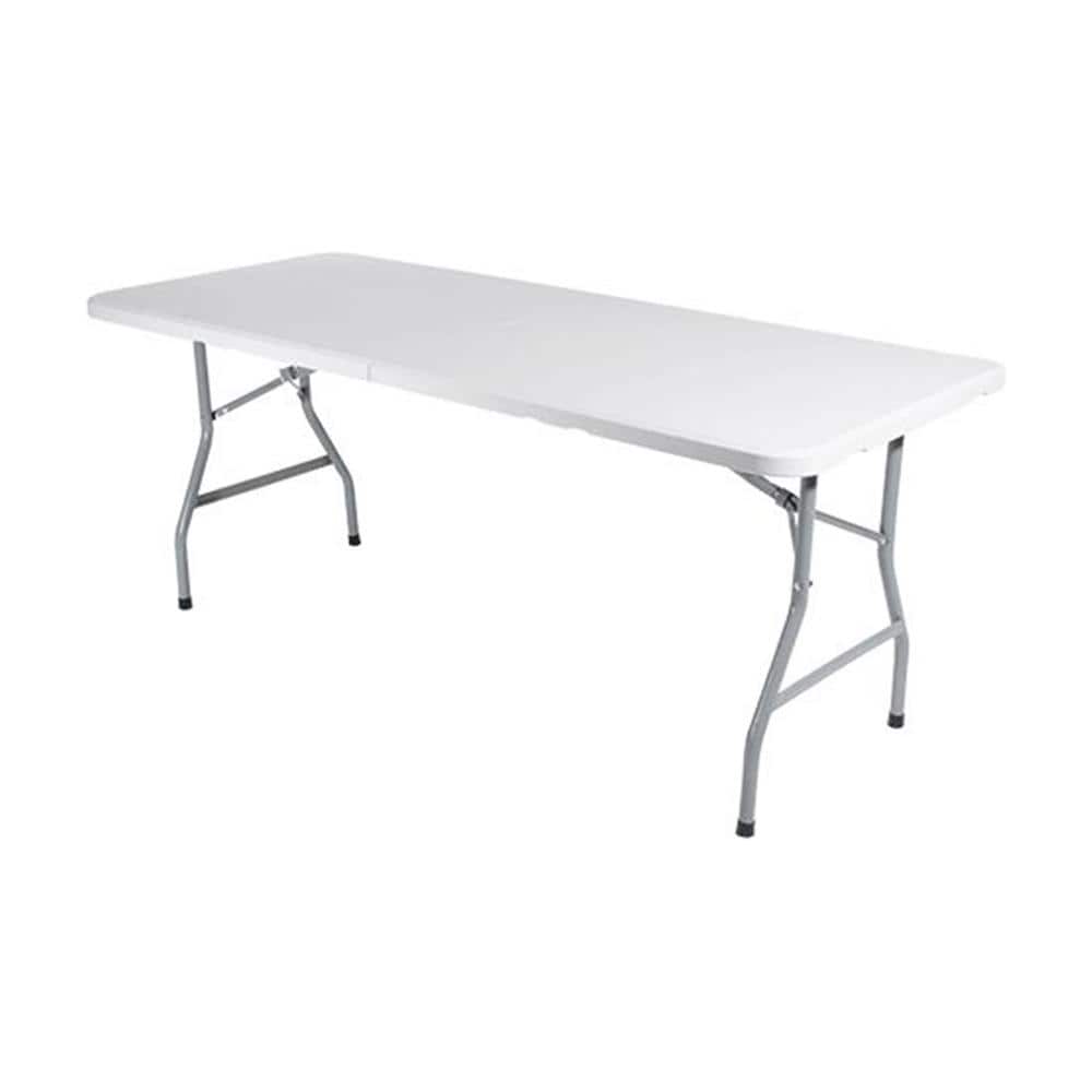 Tavolo Da Giardino Tavolino Da Balcone Tavolo Pieghevole In Resina 183x76x72cm Metallo Richiudibile A Valigetta Bianco Tavolo Da Esterno - Foto 4