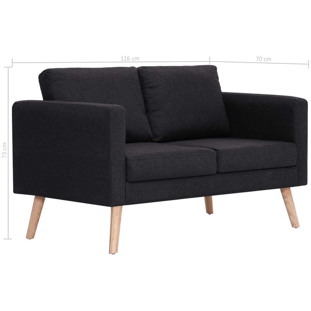 Divano A 2 Posti In Tessuto Nero - Foto 8