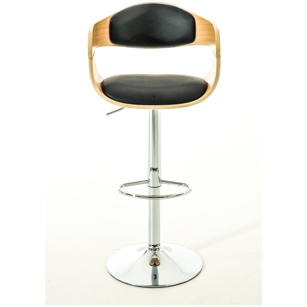Sgabello rétro Kingston con Braccioli - Sgabello Bar Girevole 360° in Similpelle e Legno I Sgabello Alto Bancone Regolabile 63-77cm Natura / Nero - Foto 2