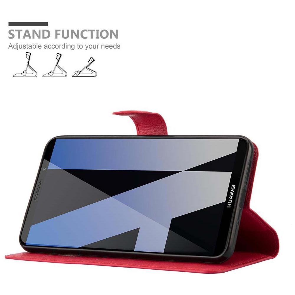 Custodia Compatibile Con Huawei Mate 10 Pro In Rosso Carminio - Coperchio Protettiva Con Chiusura Magnetica, Funzione Stand E Tasca Per Le Carte - Foto 6