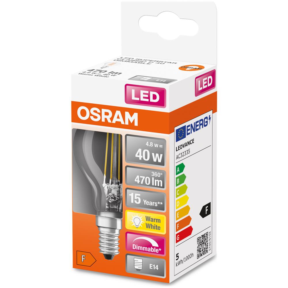 Lampada Led - E14 - Bianco Caldo - 2700 K - 5 W - Sostituisce Lampade Ad Incandescenza 40w - Led Retrofit Classic P Dim - Foto 2
