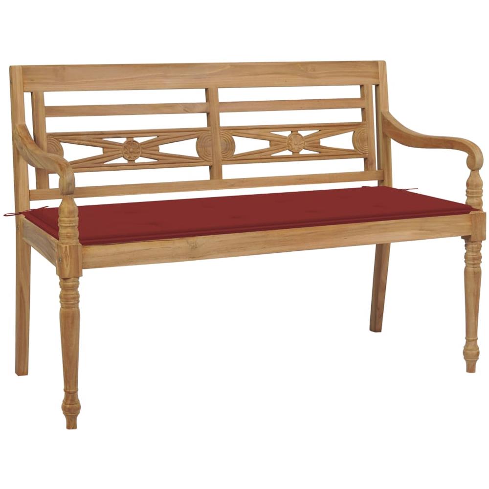 Panca Batavia Con Cuscino Rosso 120 Cm In Massello Di Teak - Foto 1