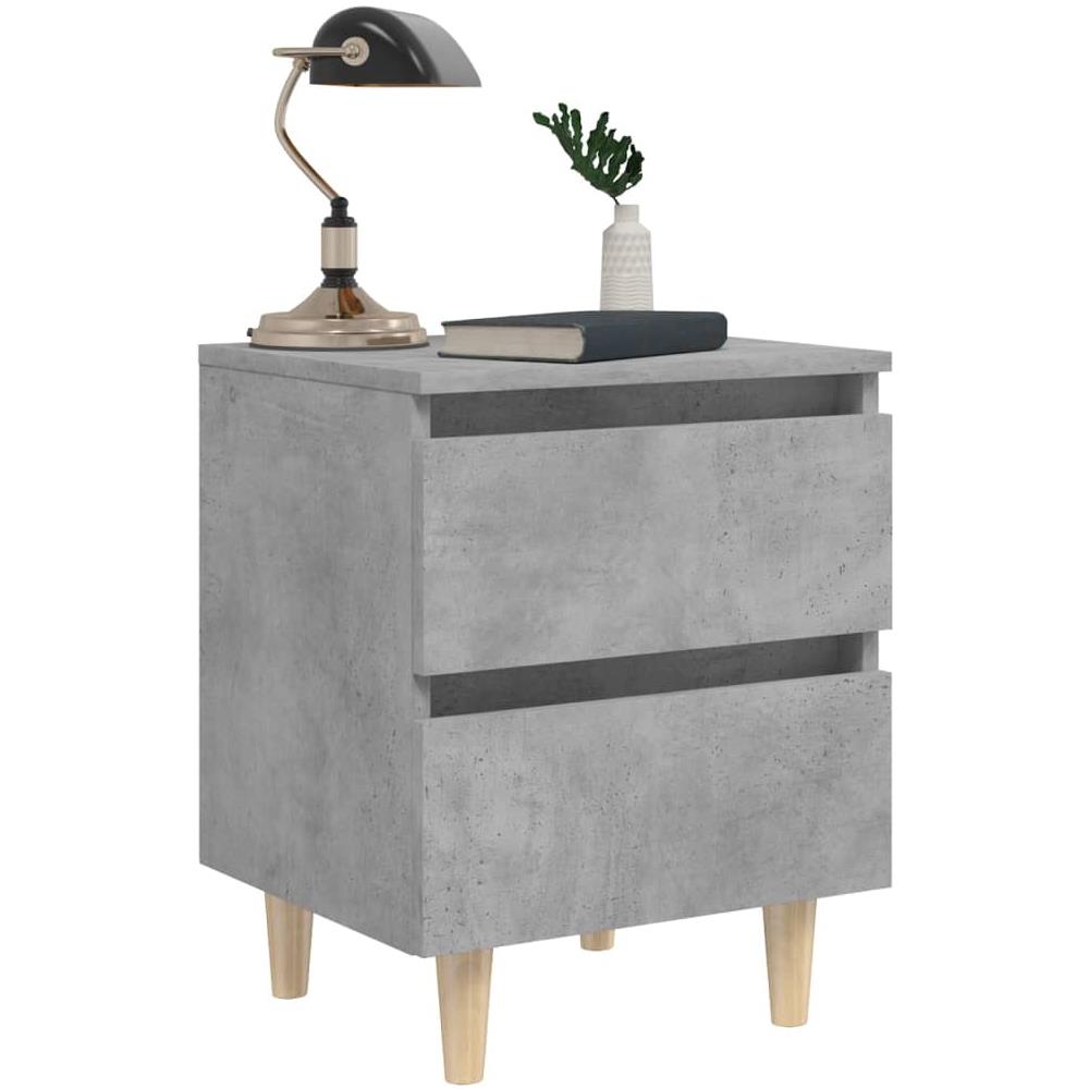 Comodino con Gambe in Pino Massello Grigio Cemento 40x35x50 cm - Foto 8