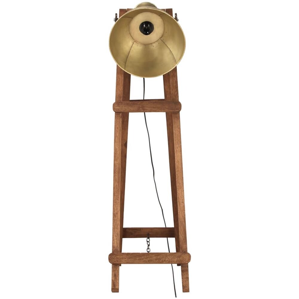 Lampada da Pavimento Ottone E27 in Legno Massello di Mango - Foto 2