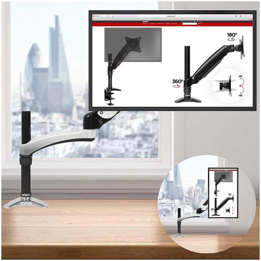 Dm651x2 Supporto Monitor - Supporto Per 1 Monitor Fino A 27” - Vesa 75/100 - Portata 8 Kg - Regolabile In Altezza - Inclinabile -90° +85° - Rotabile Di 360° - Foto 6