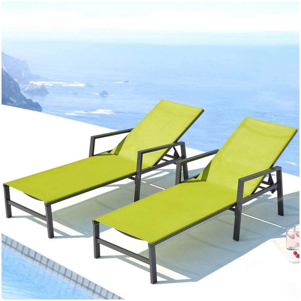 Set Di 2 Sdraio In Alluminio Grigio Scuro E Verde Bari - Foto 8