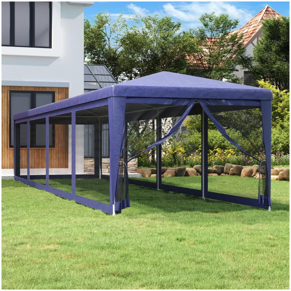 Tenda Per Feste Con 10 Pareti Laterali In Rete Blu 3x12 M Hdpe - Foto 1
