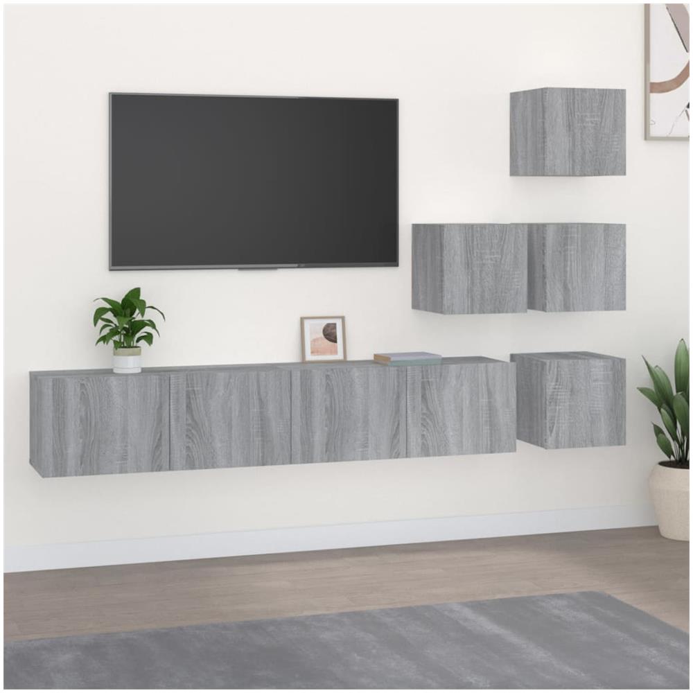 Mobile Porta Tv A Parete Grigio Sonoma In Legno Multistrato - Foto 1