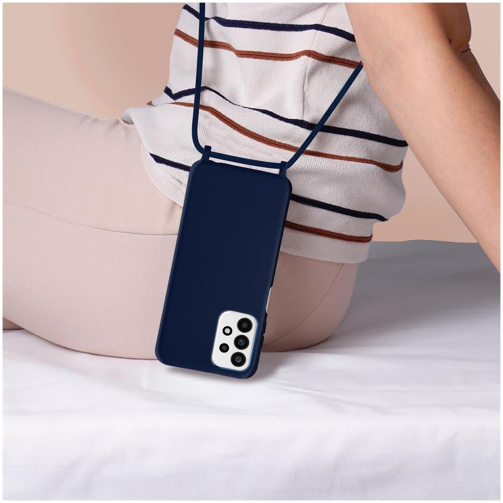 Cover Semirigida Per Samsung A23 5g / M23 5g Cordino Nylon Intrecciato 80 Cm Blu - Foto 5