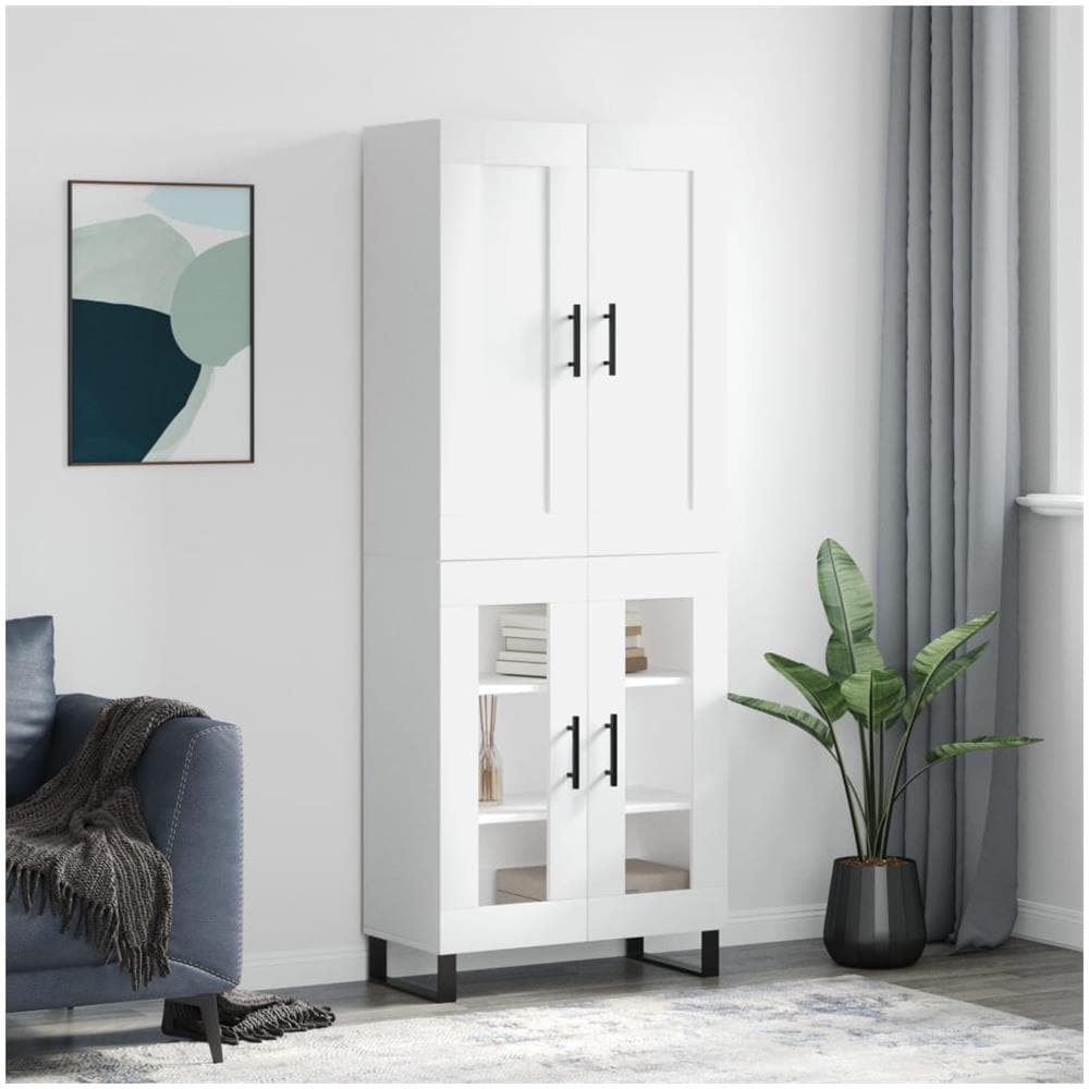 Credenza Bianca 69,5x34x180 Cm In Legno Multistrato - Foto 1