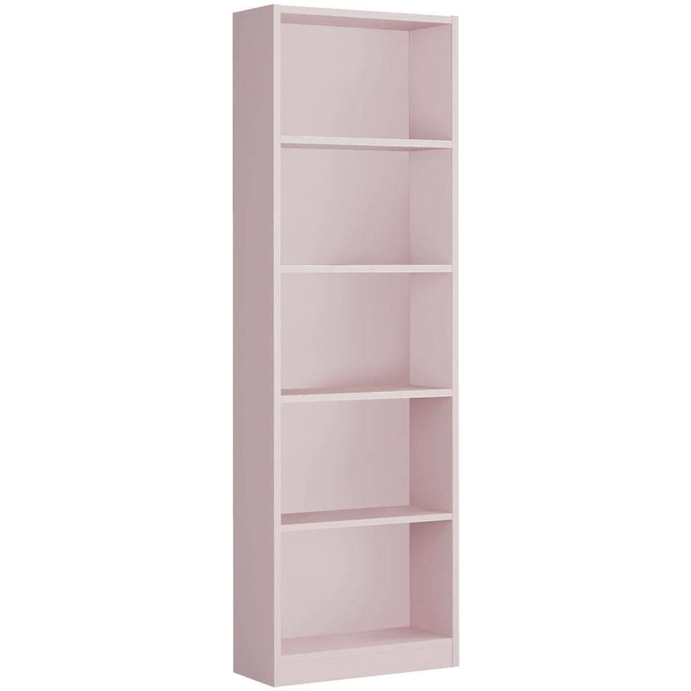 Libreria Pomona, Mobile Portalibri Alta A 5 Ripiani, Scaffale Da Ufficio O Cameretta, Scaffale Moderno Con Scomparti, 52x25h80 Cm, Rosa - Foto 2