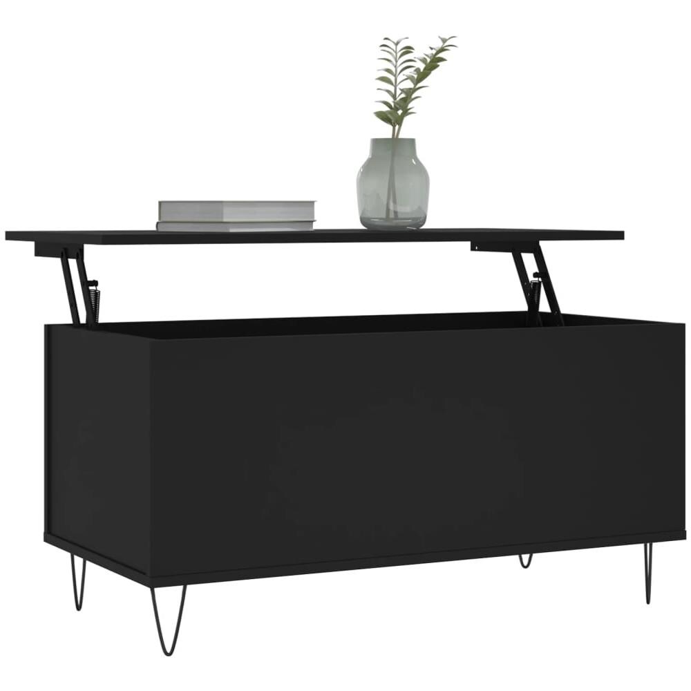 Tavolino Da Salotto Nero 90x44,5x45 Cm In Legno Multistrato - Foto 3
