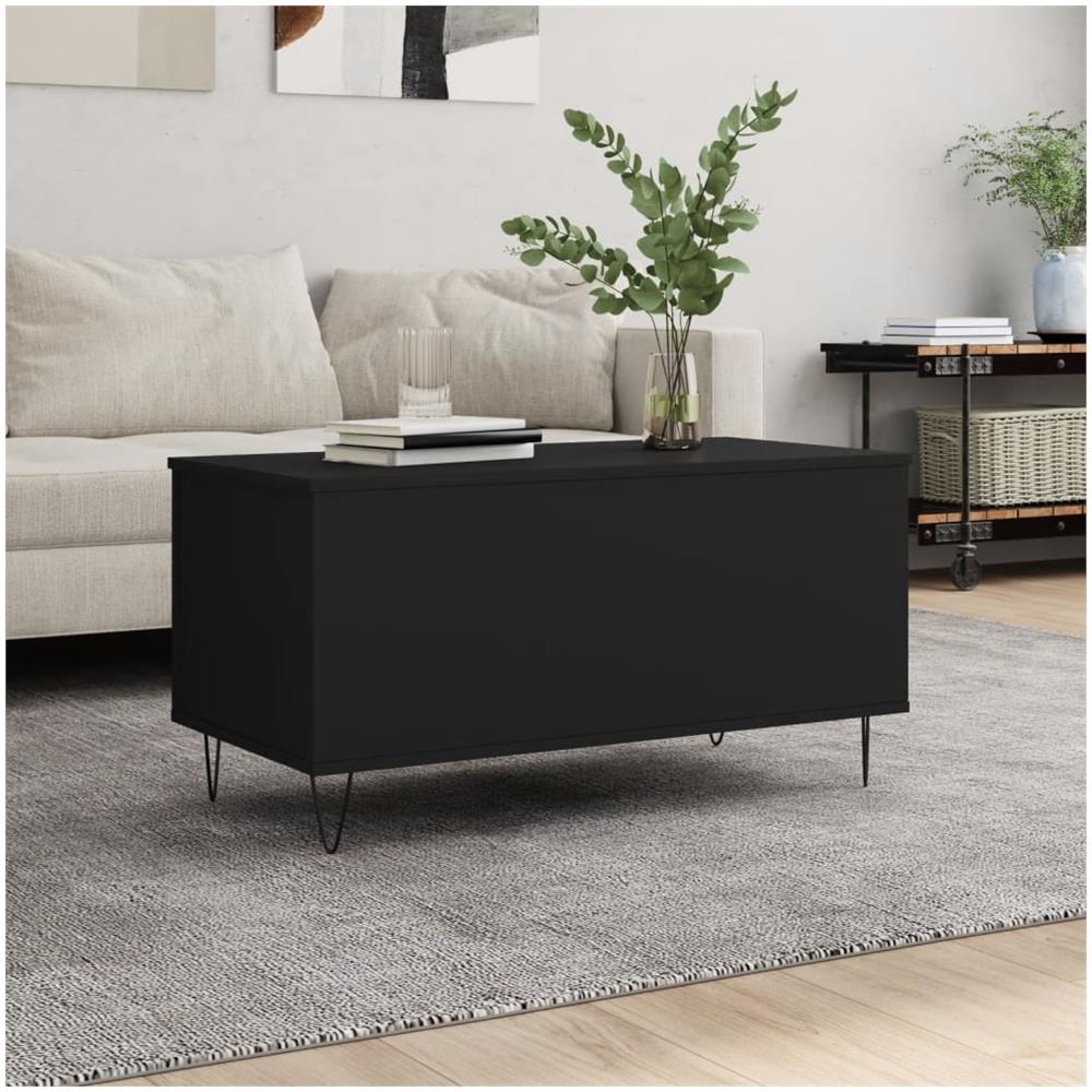 Tavolino Da Salotto Nero 90x44,5x45 Cm In Legno Multistrato - Foto 1