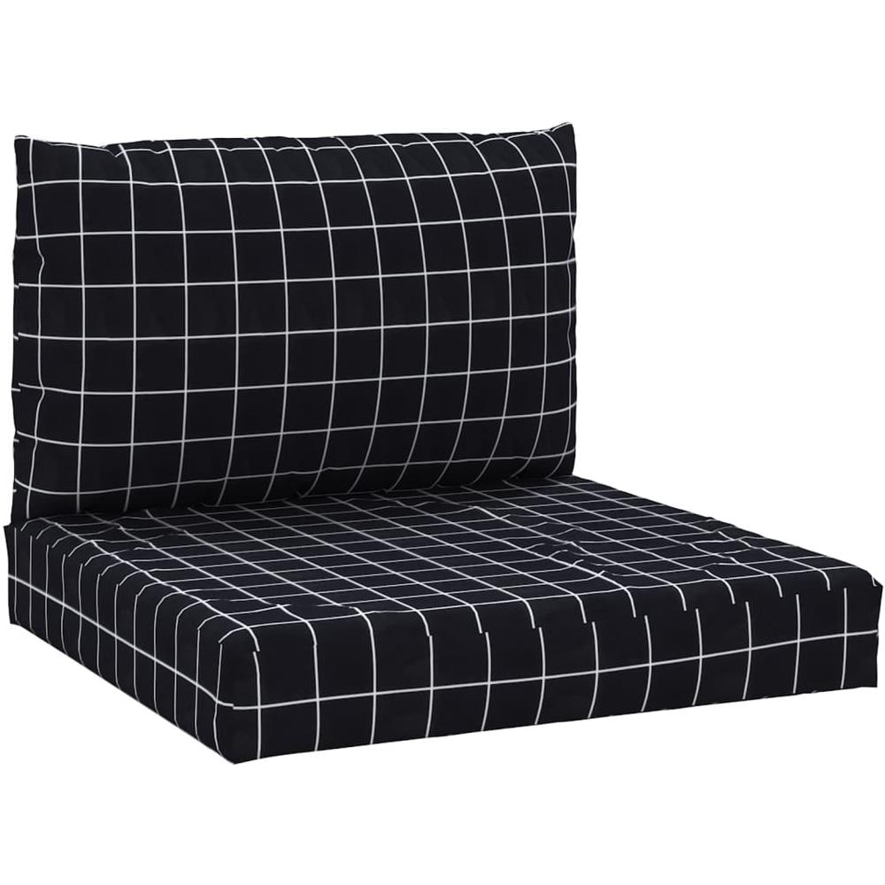 Cuscini Per Pallet 2 Pz Motivo A Quadri Nero In Tessuto Oxford - Foto 2