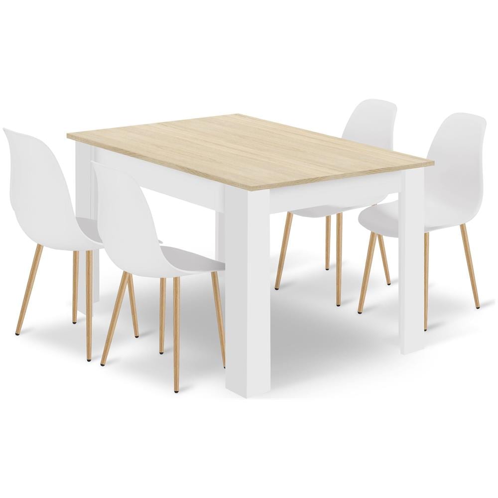 Tavolo NP in rovere Sonoma + bianco con 4 sedie WAT x4 - Foto 1