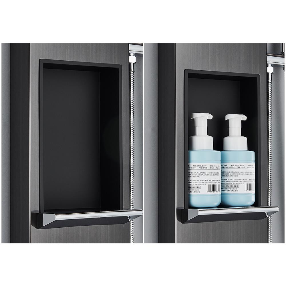 Pannello doccia, Blackswan, modello M7001 nero con soffione, ripiano portaoggetti e funzioni SPA, dimensioni 111 cm - Foto 4