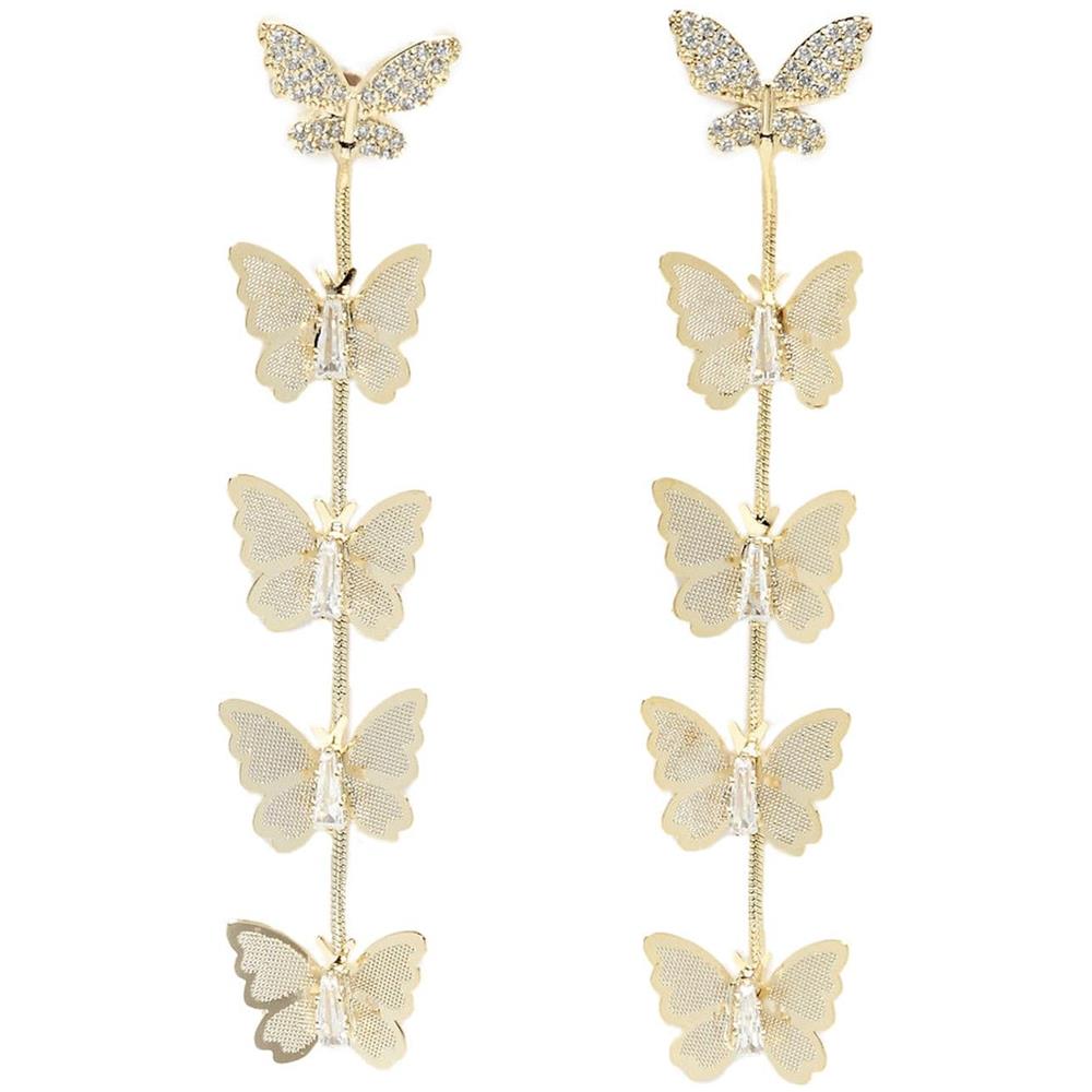 Orecchini Pendenti a Farfalla Placcati Oro - Foto 1