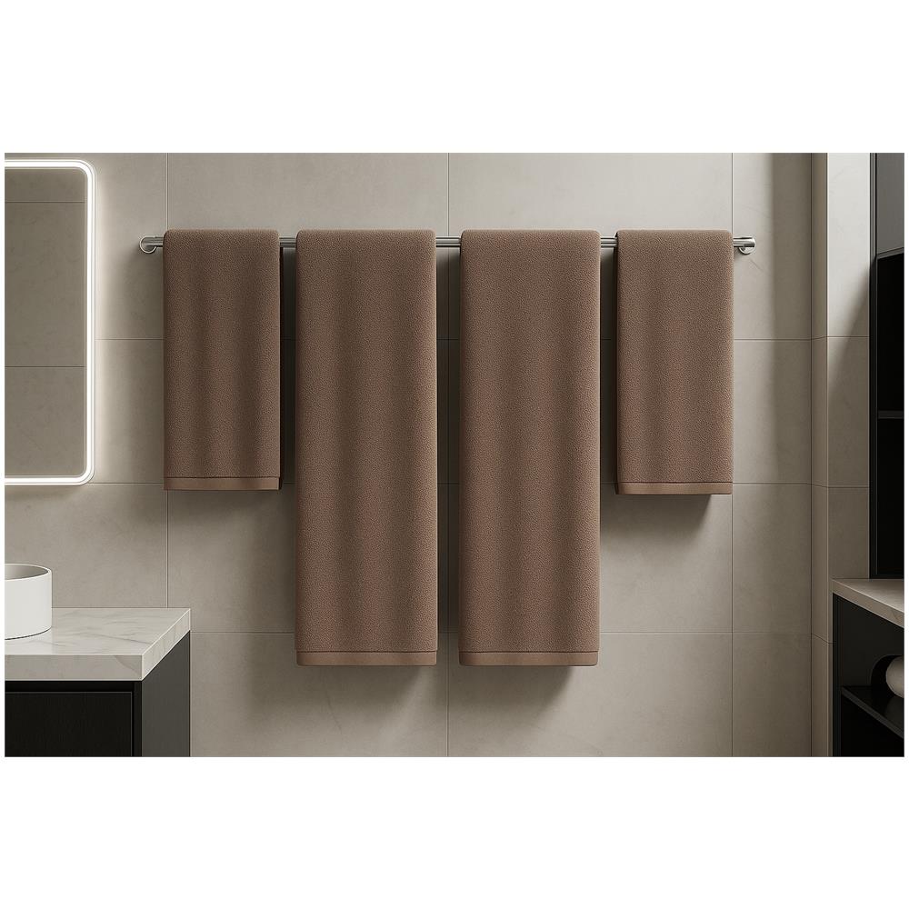 Set di asciugamani DIANA 2+2 - 70x140 cm + 50x90 cm - Taupe - 100% cotone - Design elegante - Foto 1