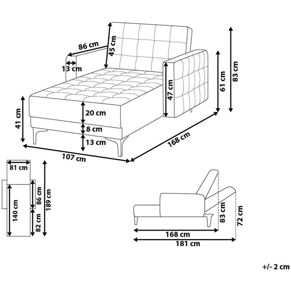 Chaise Longue In Tessuto Grigio Chiaro Aberdeen - Foto 2