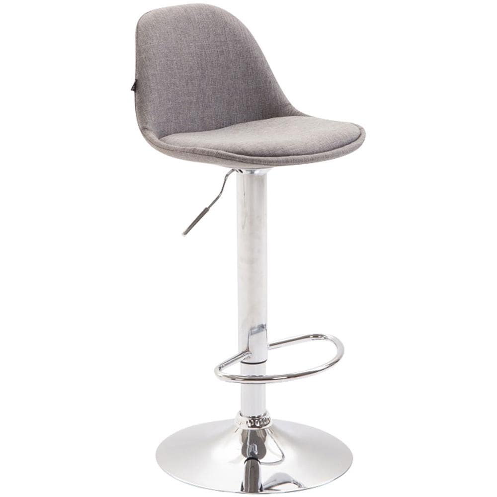 Sgabello Design Kiel in Polipropilene e Tessuto - Sgabello da Cucina Girevole e con Regolabile - Sgabello Bar Imbottito con Poggiapiedi Grigio Cromato - Foto 1