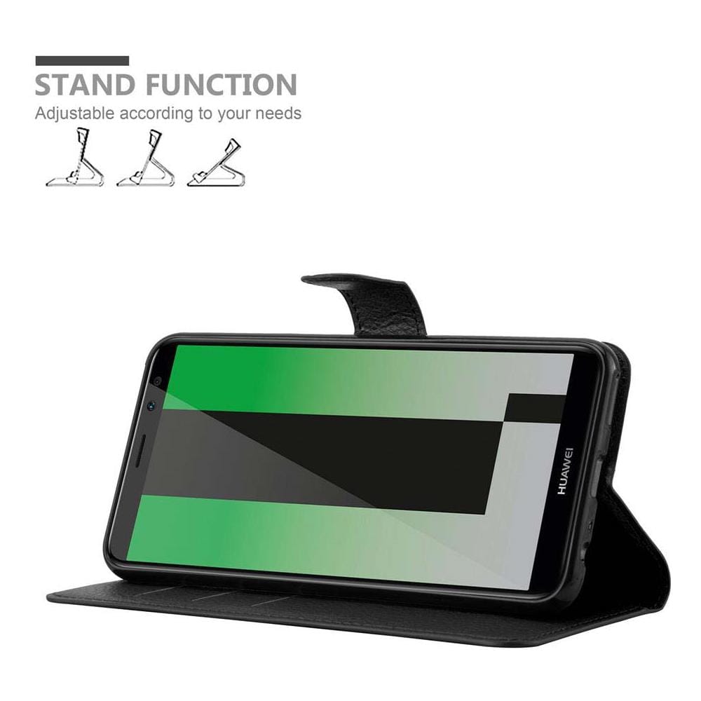 Custodia Compatibile Con Huawei Mate 10 Lite In Nero Carbone - Coperchio Protettiva Con Chiusura Magnetica, Funzione Stand E Tasca Per Le Carte - Foto 6