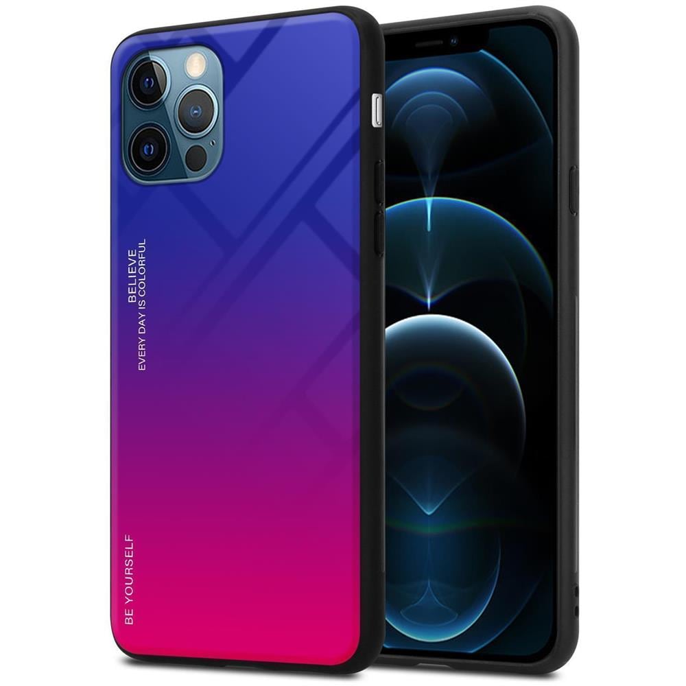 Custodia Compatibile Con Apple Iphone 12 Pro Max In Viola - Rosso - Coperchio Protettivo Bicolore In Vetro Temperato E Silicone Tpu - Foto 1