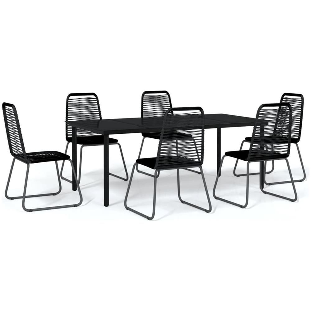Set Da Pranzo Per Giardino 7 Pz Con Cuscini Nero - Foto 2