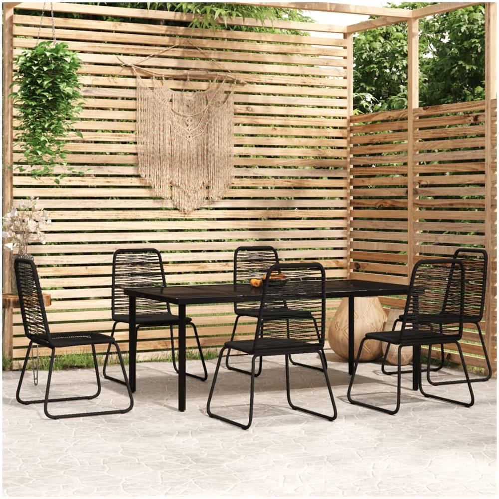Set Da Pranzo Per Giardino 7 Pz Con Cuscini Nero - Foto 1