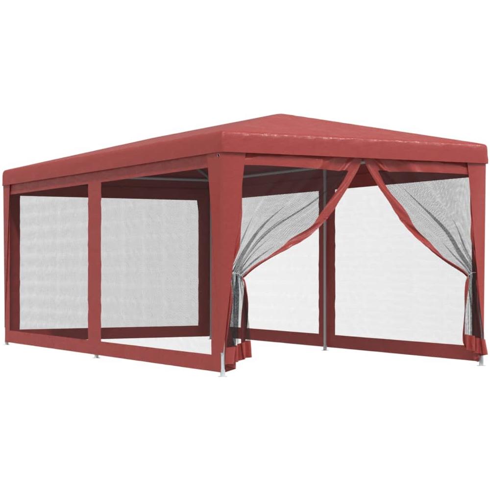 Tenda Per Feste Con 6 Pareti Laterali In Rete Rosso 3x6 M Hdpe - Foto 2
