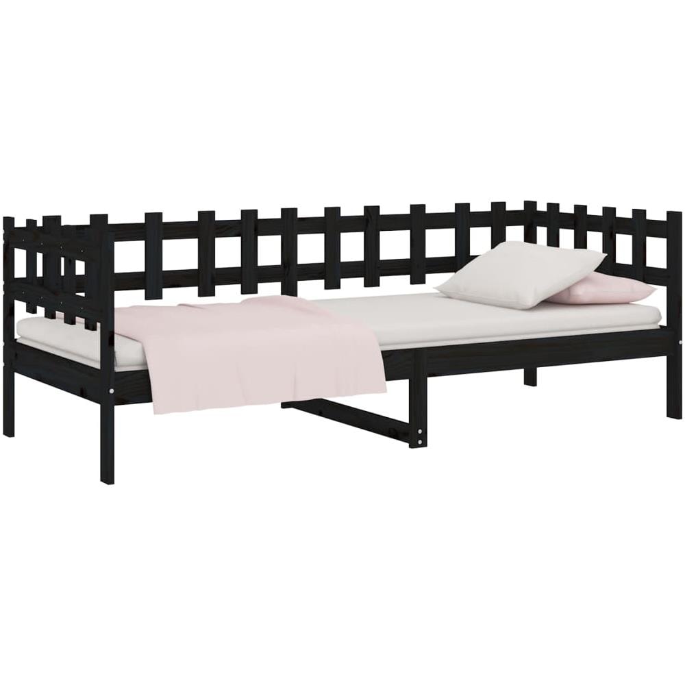 Dormeuse Nera 90x200 Cm In Legno Massello Di Pino - Foto 3
