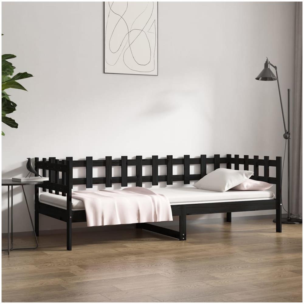 Dormeuse Nera 90x200 Cm In Legno Massello Di Pino - Foto 1