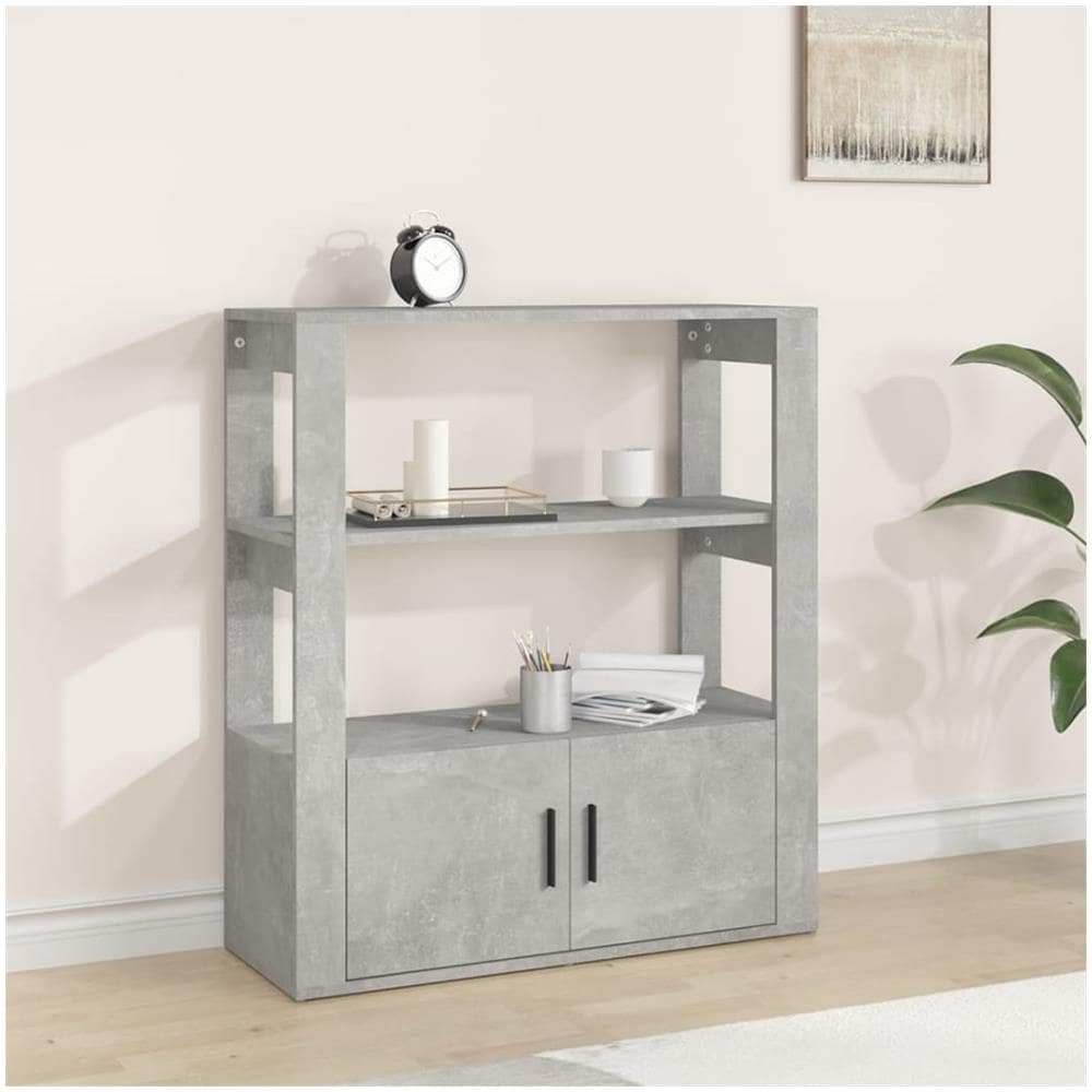 Credenza Grigio Cemento 80x30x90 cm in Legno Multistrato - Foto 1