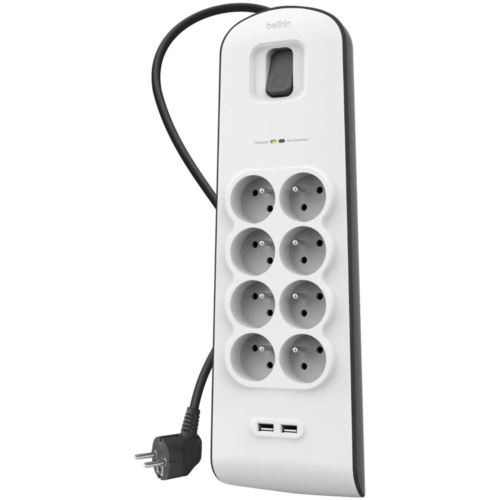 Ciabatta 8 Prese + 2 Usb 2,4a Protezione Fulmini Con Cavo Da 2m - Foto 2