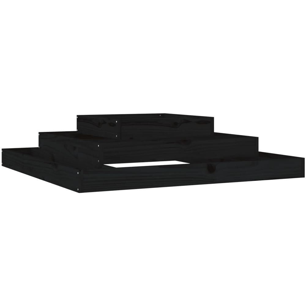 Fioriera Nera 110x110x27 Cm In Legno Massello Di Pino - Foto 1