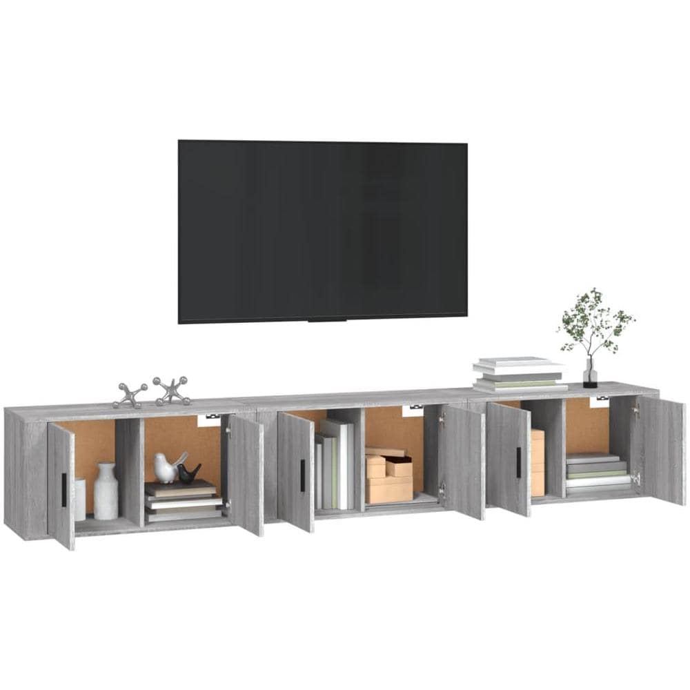 Mobili Porta Tv A Parete 3 Pz Grigio Sonoma 80x34,5x40 Cm - Foto 1