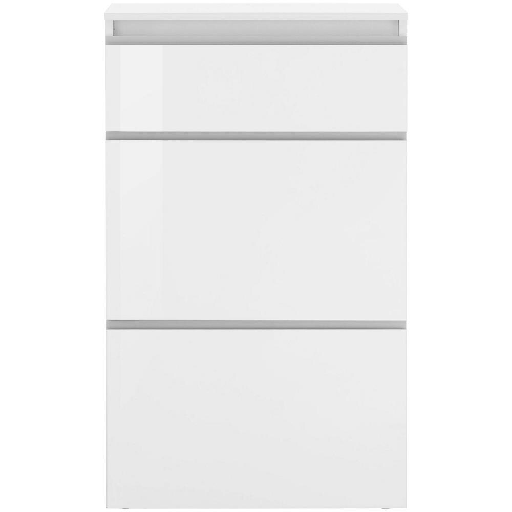 Scarpiera Paco, Mobile Multiuso A 2 Ante E 1 Anta A Ribalta, Portascarpe Da Ingresso, 100% Made In Italy, Cm 60x27h108, Bianco Lucido - Foto 4