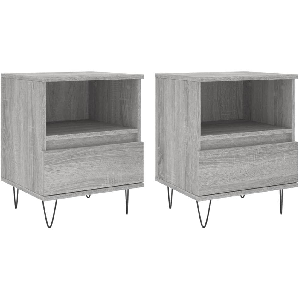 Comodini 2pz Grigio Sonoma 40x35x50 Cm In Legno Multistrato - Foto 2