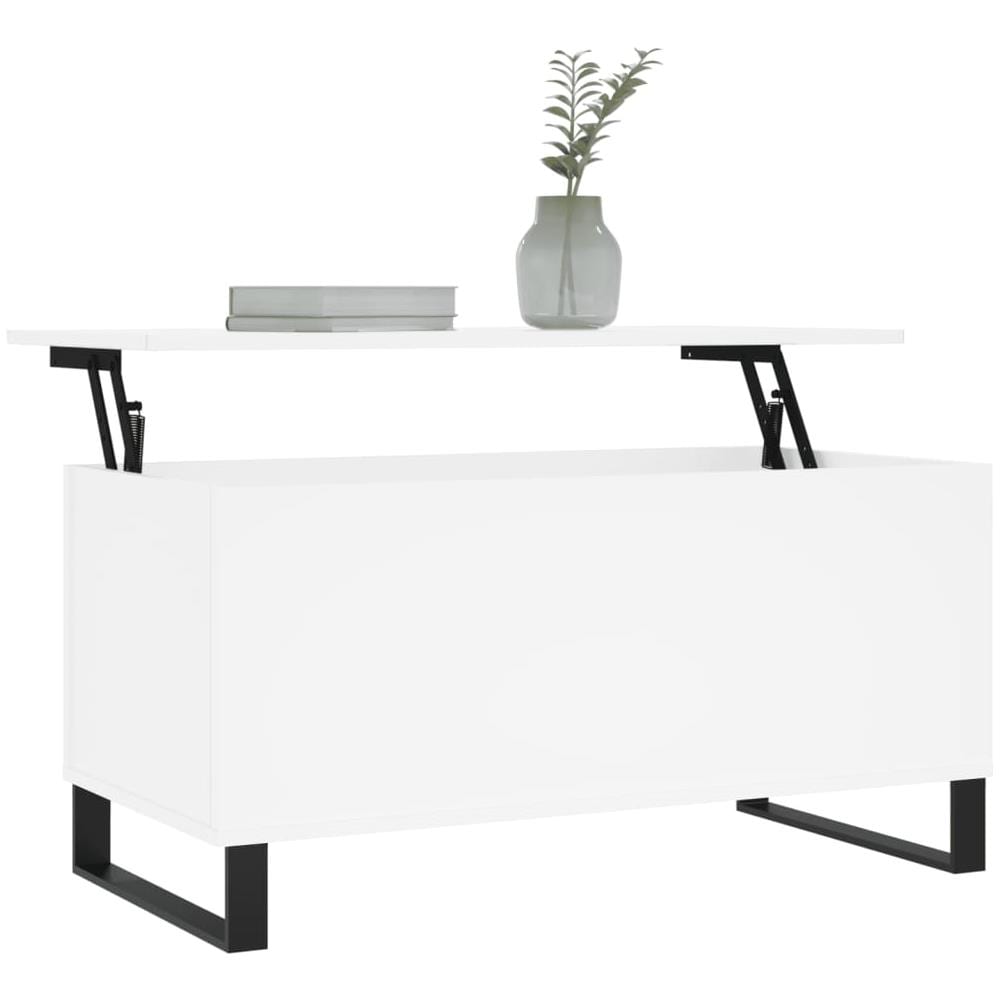 Tavolino Da Salotto Bianco 90x44,5x45 Cm In Legno Multistrato - Foto 3