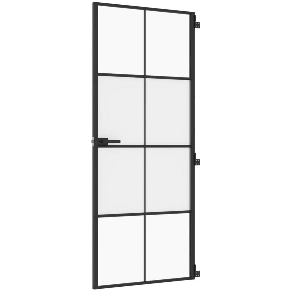 Porta Interni Sottile Nera 83x201,5cm Vetro Temperato Alluminio - Foto 2