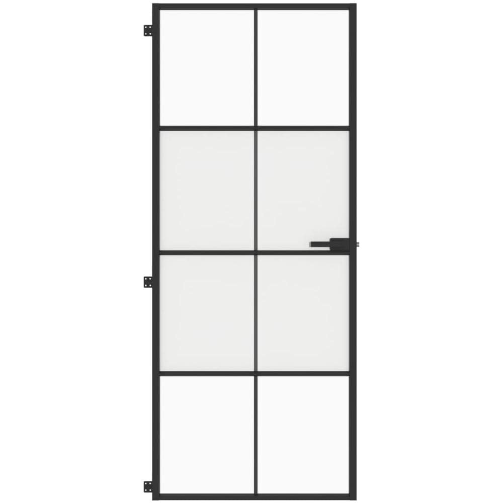 Porta Interni Sottile Nera 83x201,5cm Vetro Temperato Alluminio - Foto 3