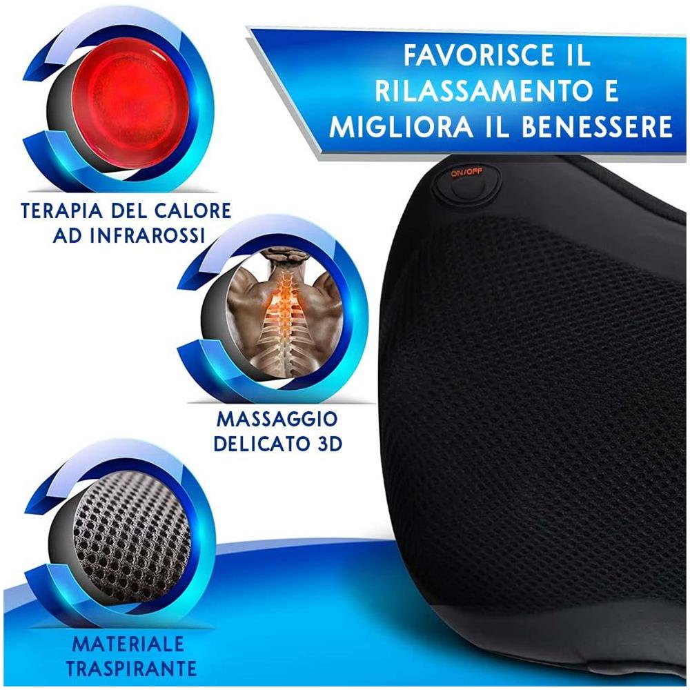 Cuscino Cuscinetto Massaggiante per Massaggi Elettrico Riscaldato 4 Testine - Foto 2