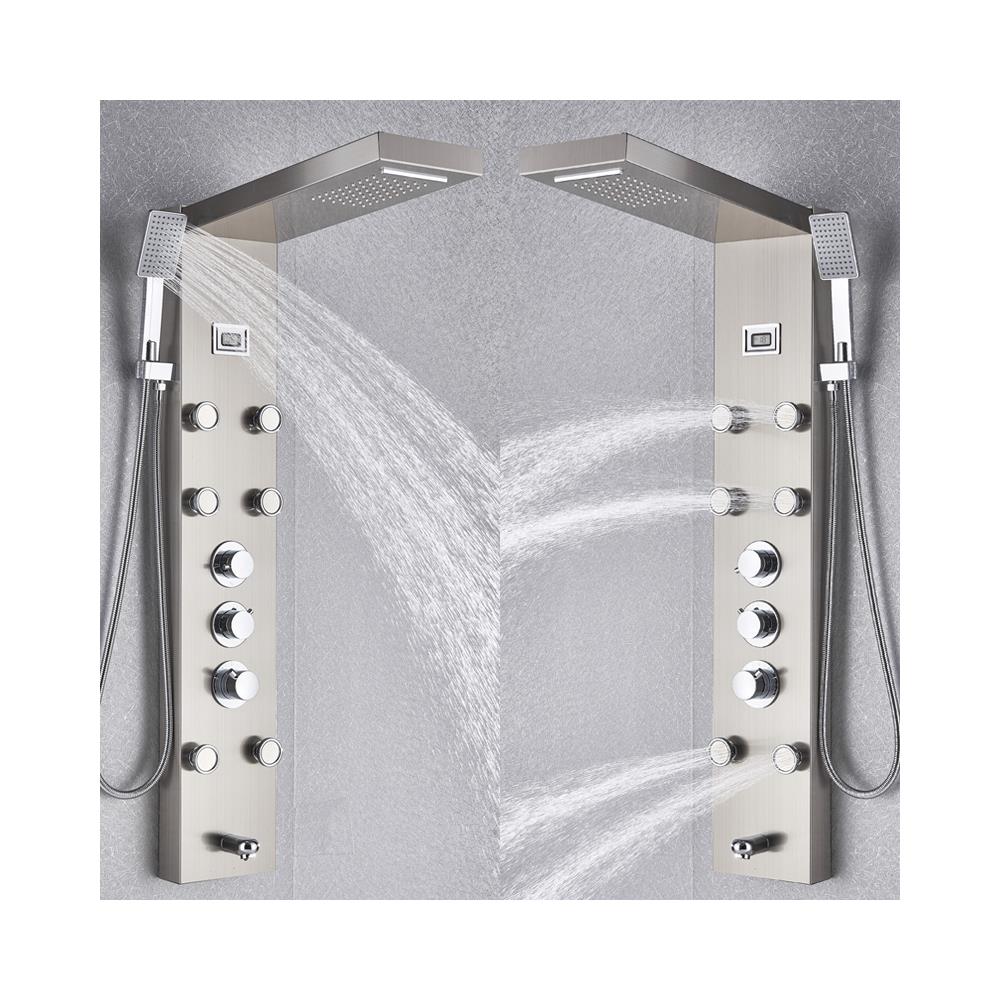 Pannello doccia, Blackswan, modello M1258 nichelato con LED, display digitale, bocca e funzioni SPA, misura 121 cm - Foto 4