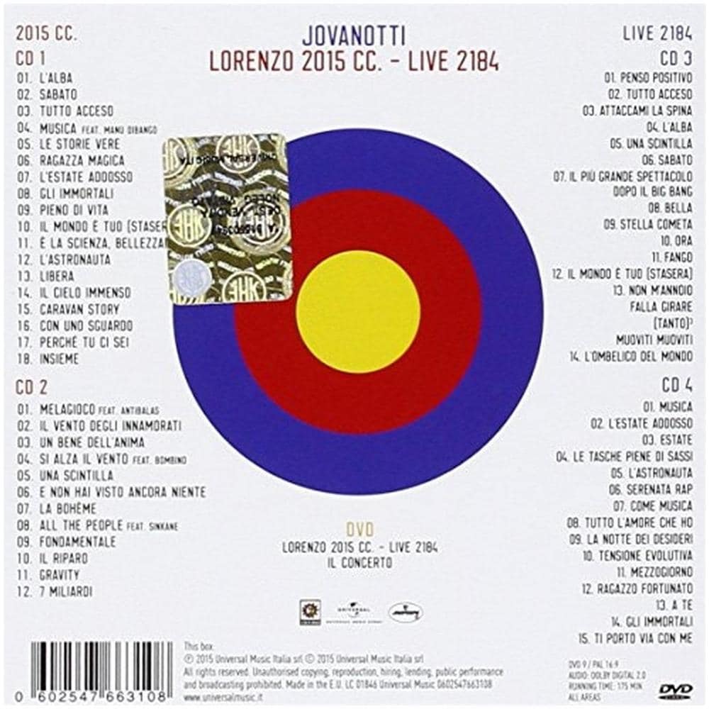 Jovanotti - Lorenzo 2015 Cc. Live 2184 (4 Cd+Dvd)  - Foto 4
