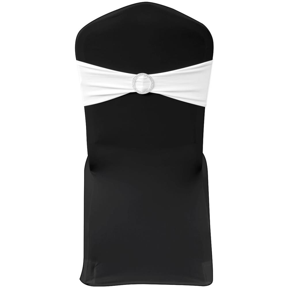 Fascia Elasticizzata Bianca Decorativa Sedia Con Fibbia Diamante 25 Pz - Foto 1