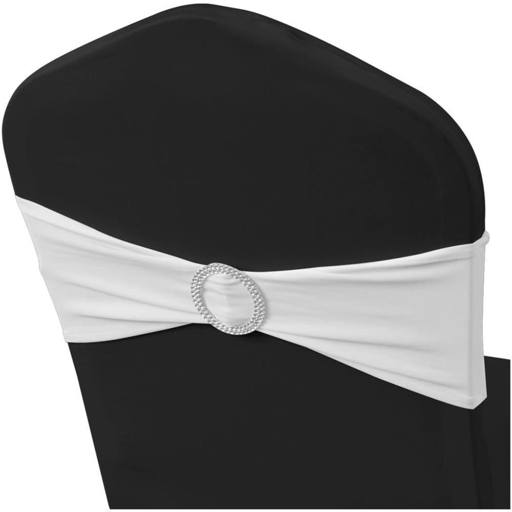 Fascia Elasticizzata Bianca Decorativa Sedia Con Fibbia Diamante 25 Pz - Foto 13
