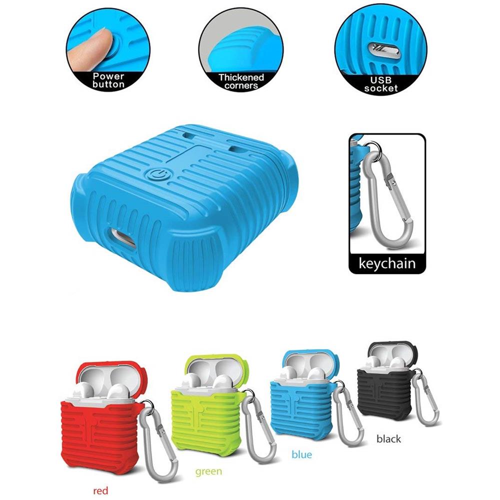 AirPods Defence (green), custodia protettiva in morbido silicone per Apple AirPods, case di protezione per auricolari wireless bluetooth, massima protezione da urti e cadute accidentali - Foto 2