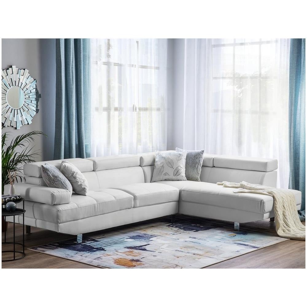 Divano Angolare Moderno In Pelle Sintetica Bianca Norrea - Foto 1